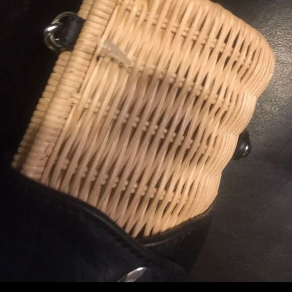 Rattan Leather with Natural Straw Rattan Basket Clutch - Picture 7 of 7